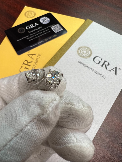 GRA Certified 1.00 ct to 12,00 ct Oval Shape Moissanite Stud Earrings in Screw Back