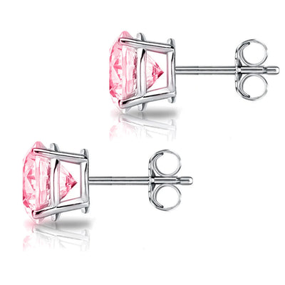 0.20 ct to 12.00 ct Pink Round Cut Moissanite Stud Earrings in Push Back