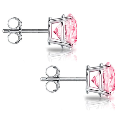 0.20 ct to 12.00 ct Pink Round Cut Moissanite Stud Earrings in Push Back