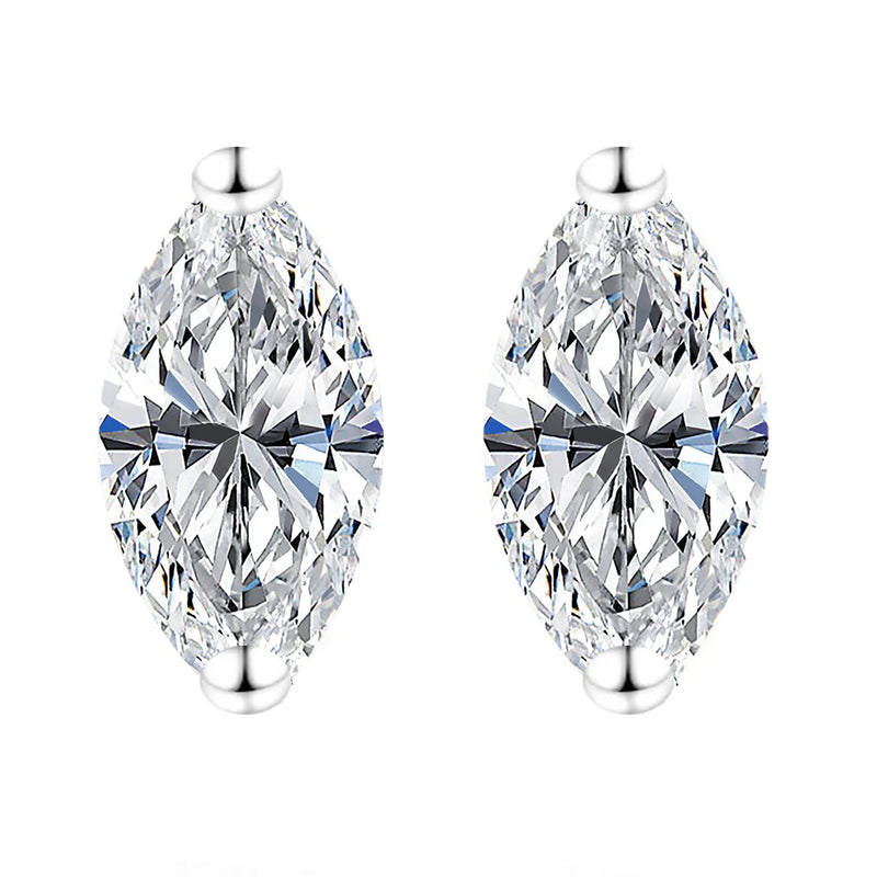 GRA Certified 1.00 ct to 14.00 ct Marquise Shape Moissanite Stud Earrings in Screw Back