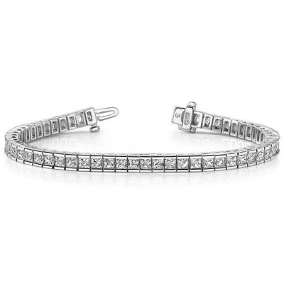 4.00CT LADIES PRINCESS CUT CHANNEL TENNIS BRACELET IN 14K WHITE GOLD