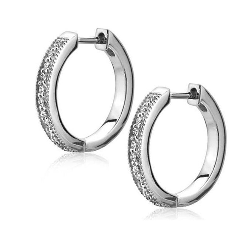 0.25 ct Ladies Round Cut Diamond Hoop Huggie Earrings