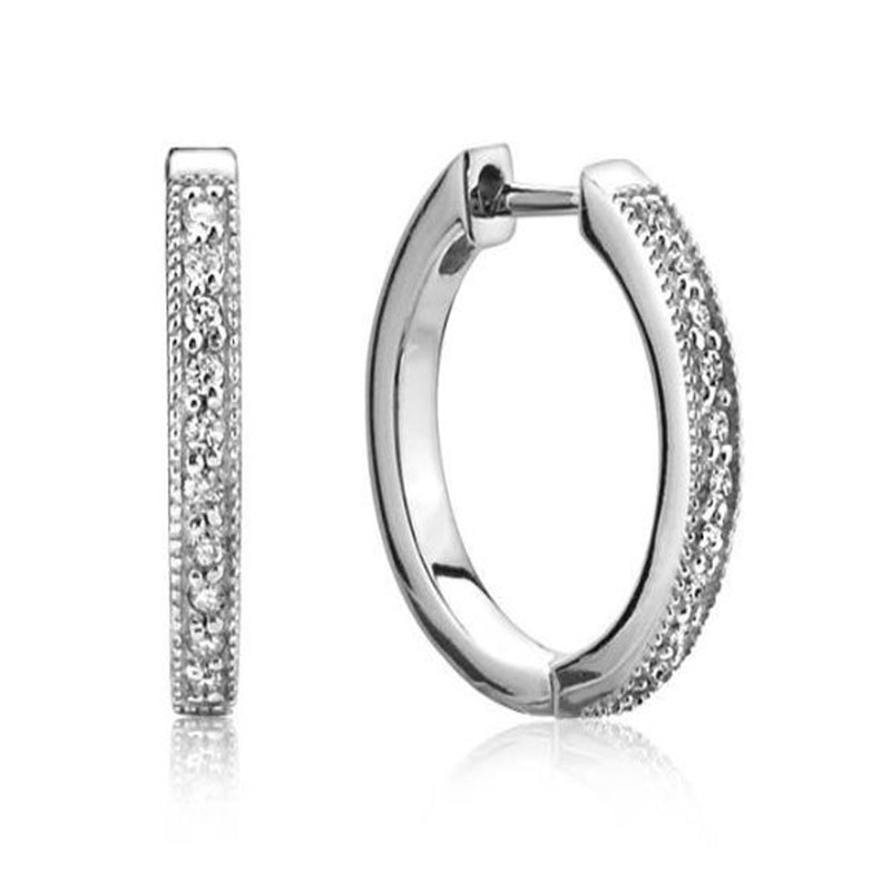 0.25 ct Ladies Round Cut Diamond Hoop Huggie Earrings