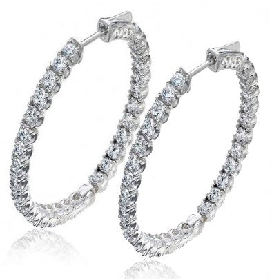 2.50 ct Ladies Round Cut Diamond Hoop Huggie Earrings