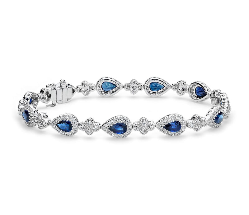 Sapphire and Pavé Diamond Halo Bracelet