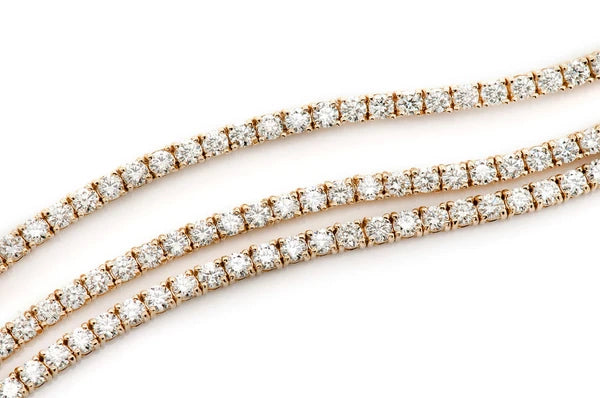 12.00CTW THREE ROW DIAMOND TENNIS BRACELET IN 14K YELLOW GOLD