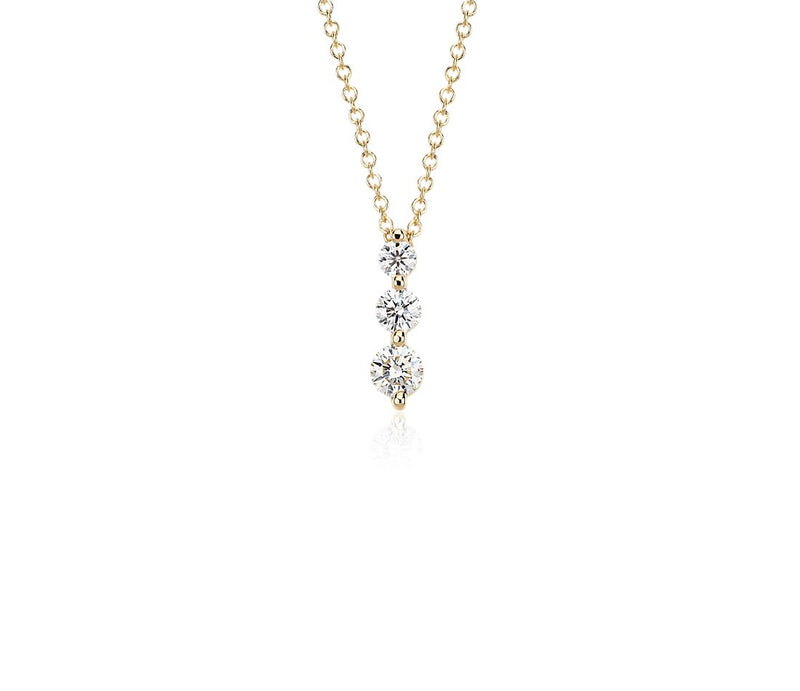 0.50ct Three-Stone Drop Diamond Pendant Yellow Gold