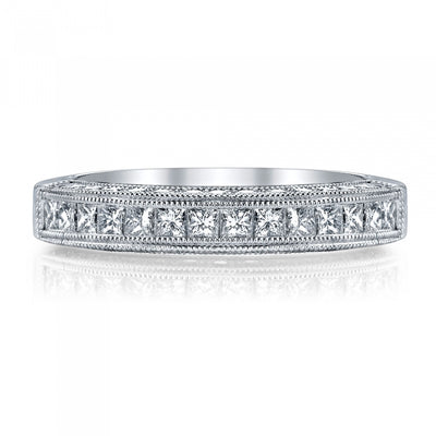 1.25 ct Ladies Round & Prinncess Cut Diamond Wedding Band Ringin 14 kt White Gold