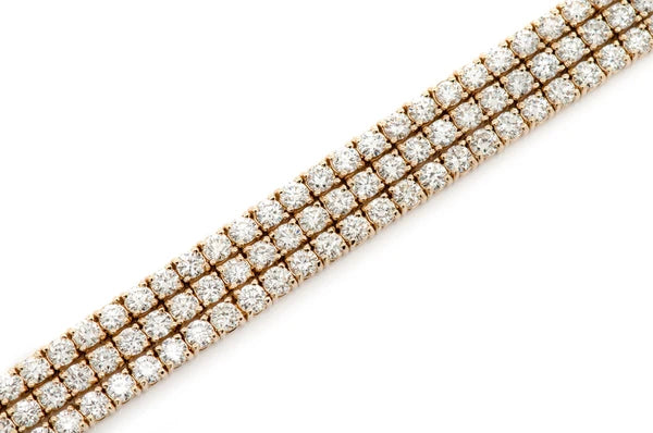 12.00CTW THREE ROW DIAMOND TENNIS BRACELET IN 14K YELLOW GOLD