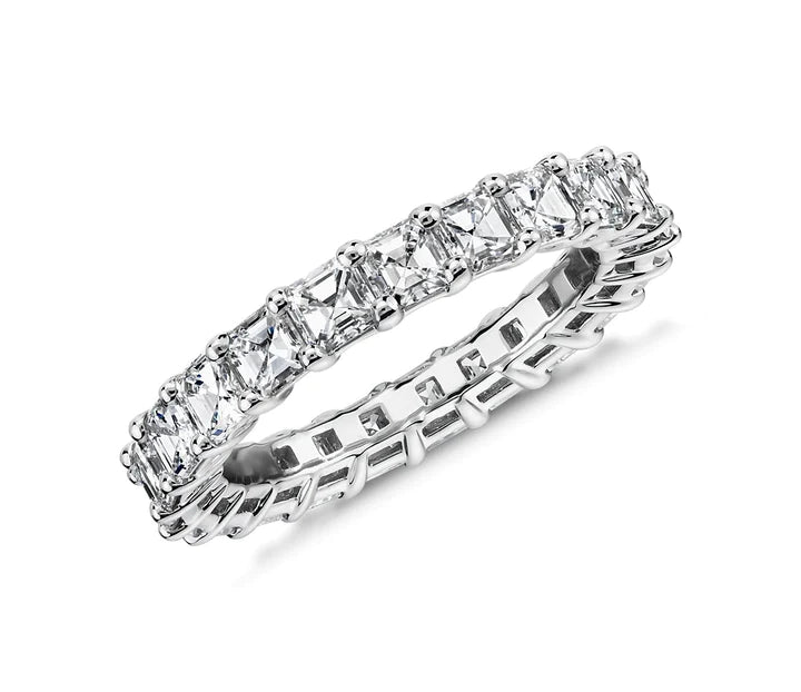 3.00CT ASSCHER CUT DIAMOND ETERNITY RING IN 14K WHITE GOLD