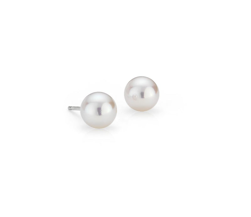 7.0-7.5mm Pearl Stud Earrings in 14k White Gold