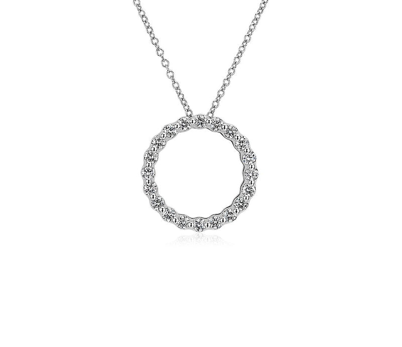 0.50ct Floating Diamond Circle Pendant in White Gold