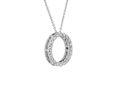 0.50ct Floating Diamond Circle Pendant in White Gold