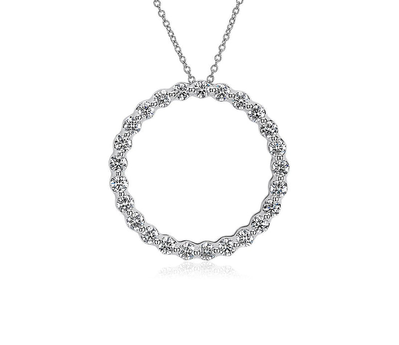 2.00ct Floating Diamond Circle Pendant in White Gold