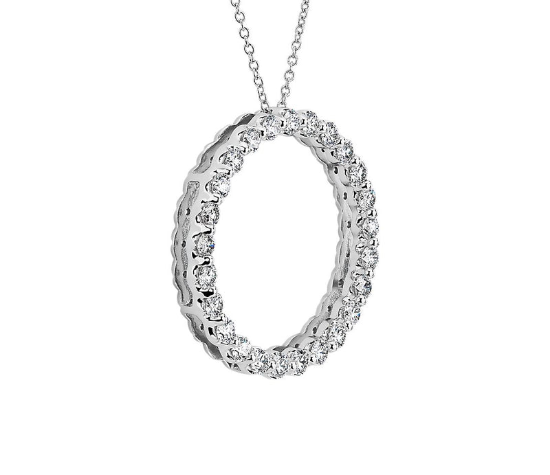 2.00ct Floating Diamond Circle Pendant in White Gold