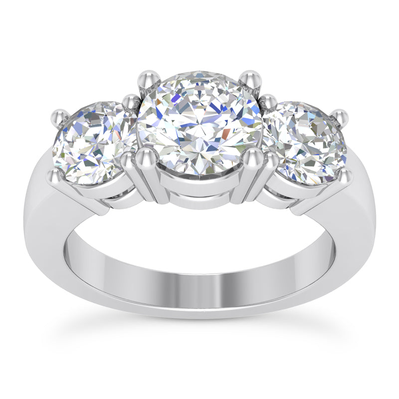 1.35ct Ladies 3 Stone Round Cut Diamond Engagement Ring