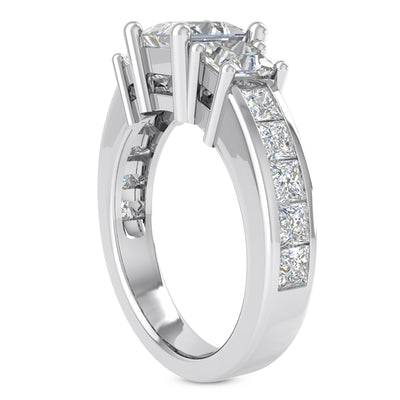 2.15ct Ladies 3 Stone Princess Cut Diamond Engagement Ring