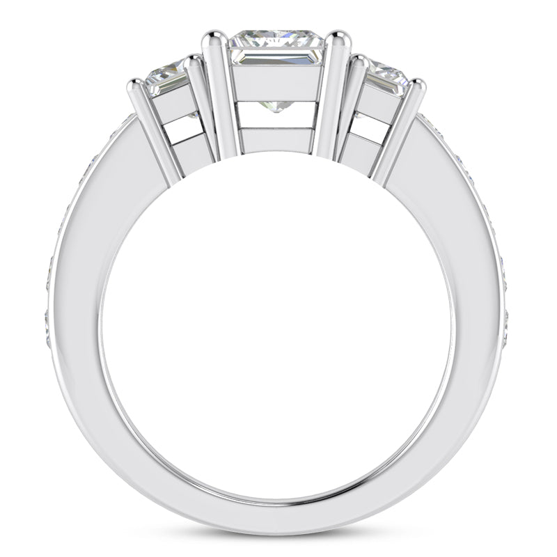 2.15ct Ladies 3 Stone Princess Cut Diamond Engagement Ring