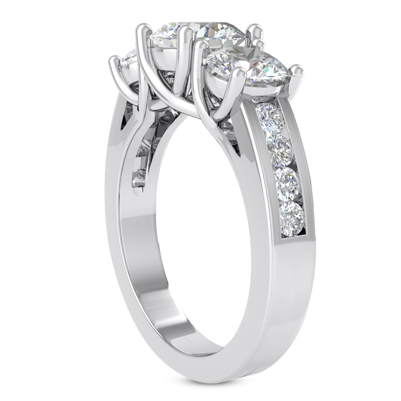 2.03ct Ladies 3 Stone Round Cut Diamond Engagement Ring