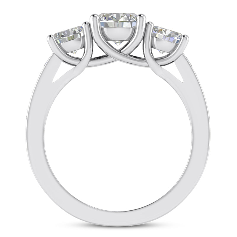 2.03ct Ladies 3 Stone Round Cut Diamond Engagement Ring