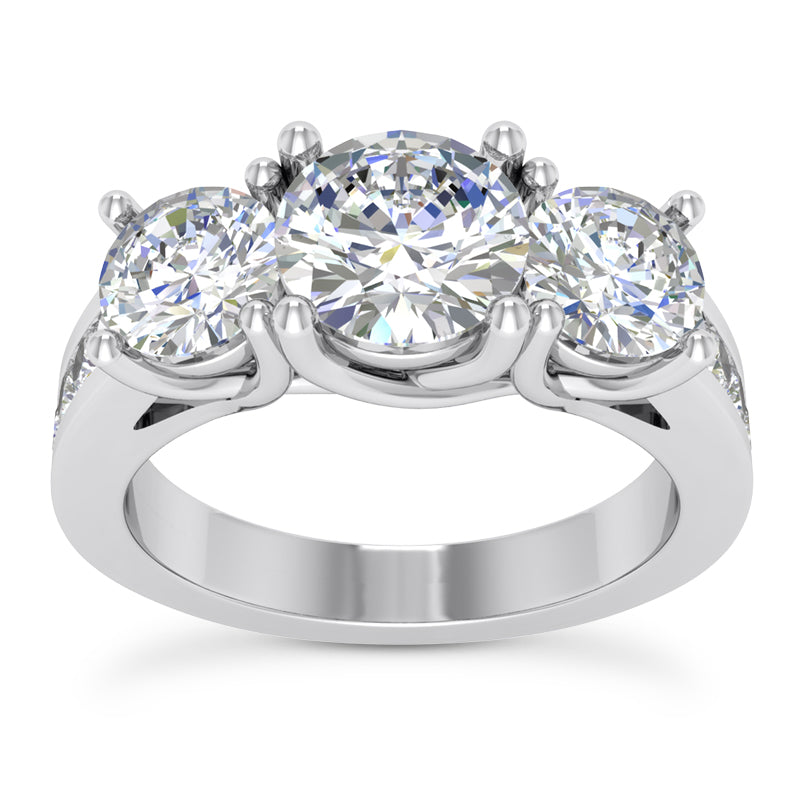 2.03ct Ladies 3 Stone Round Cut Diamond Engagement Ring