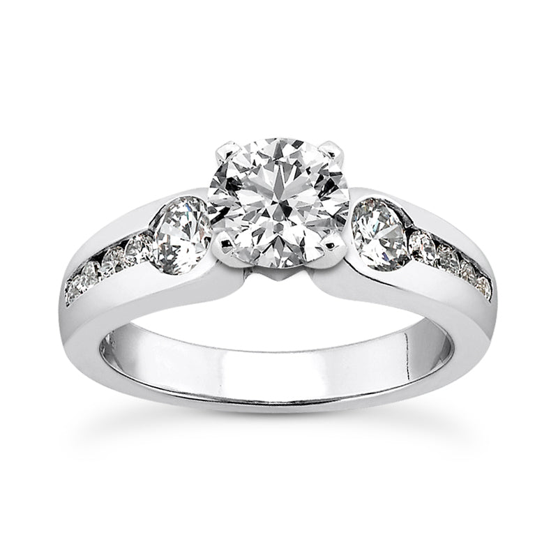 1.60ct Ladies 3 Stone Round Cut Diamond Engagement Ring