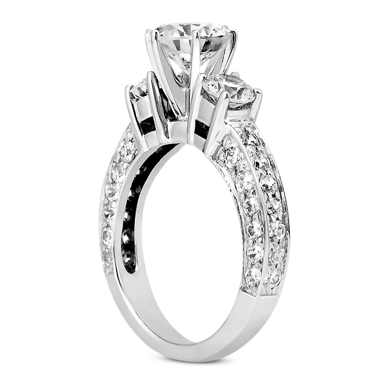 2.95ct Ladies 3 Stone Round Cut Diamond Engagement Ring