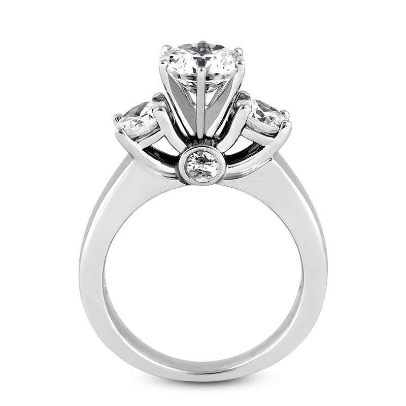 1.87ct Ladies 3 Stone Round Cut Diamond Engagement Ring