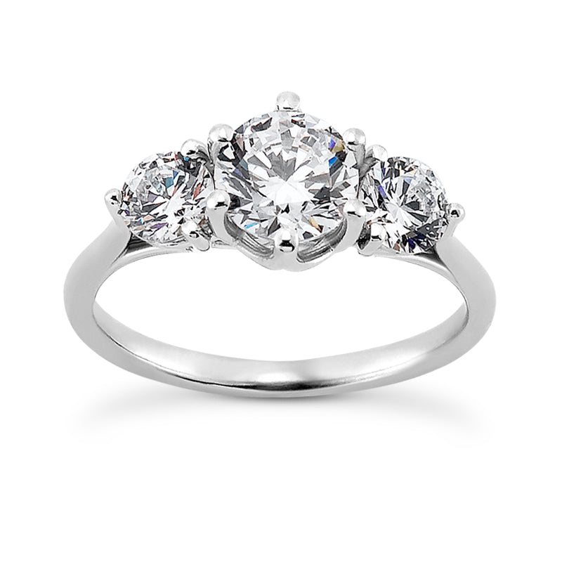 1.05ct Ladies 3 Stone Round Cut Diamond Engagement Ring