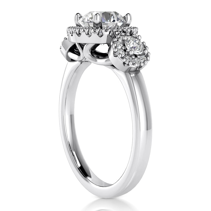 1.91ct Ladies 3 Stone Round Cut Diamond Engagement Ring