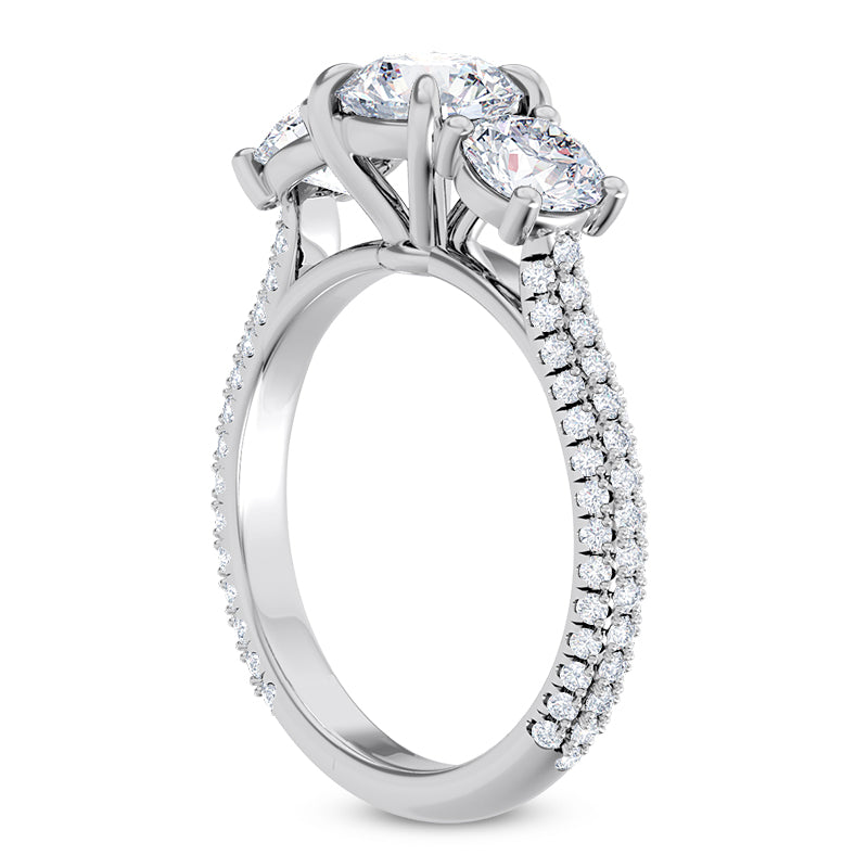 2.30ct Ladies 3 Stone Round Cut Diamond Engagement Ring