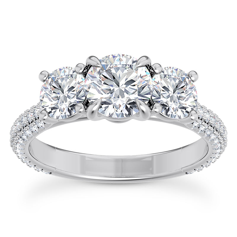 2.30ct Ladies 3 Stone Round Cut Diamond Engagement Ring