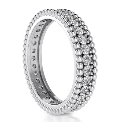 2.02 ct Round Cut Diamond Eternity Wedding Band Ring in 14 kt White Gold