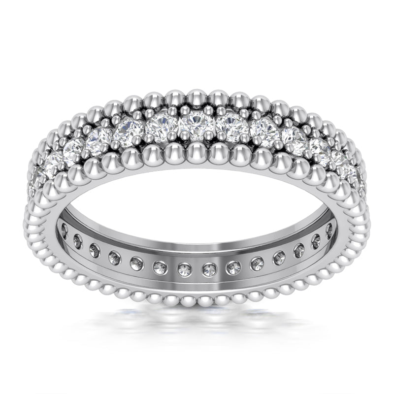 2.02 ct Round Cut Diamond Eternity Wedding Band Ring in 14 kt White Gold