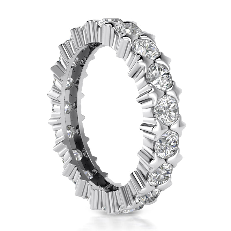 2.18 ct Ladies Round Cut Diamond Eternity Wedding Band Ring in 14 kt White Gold