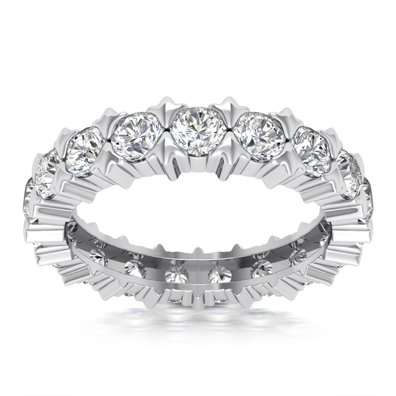 2.18 ct Ladies Round Cut Diamond Eternity Wedding Band Ring in 14 kt White Gold