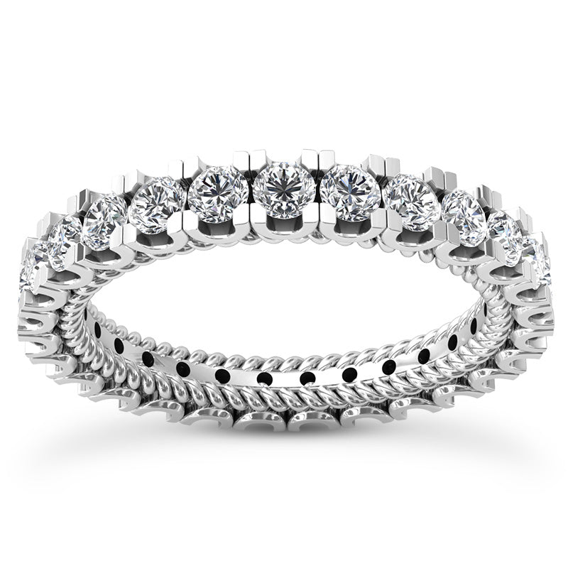 2.36 ct Ladies Round Cut Diamond Eternity Wedding Band Ring in 14 kt White Gold