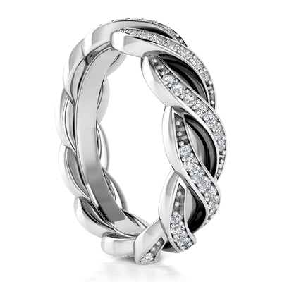 0.58 ct Ladies Round Cut Diamond Eternity Wedding Band Ring in 14 kt White Gold