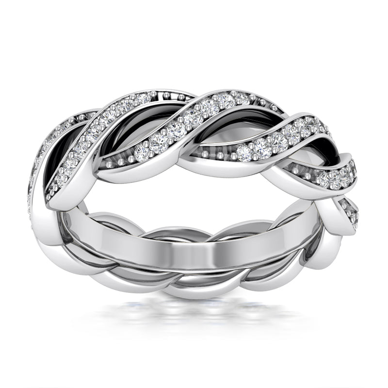 0.58 ct Ladies Round Cut Diamond Eternity Wedding Band Ring in 14 kt White Gold