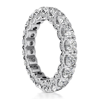 4.15 ct Ladies Round Cut Diamond Eternity Wedding Band Ring in 14 kt White Gold