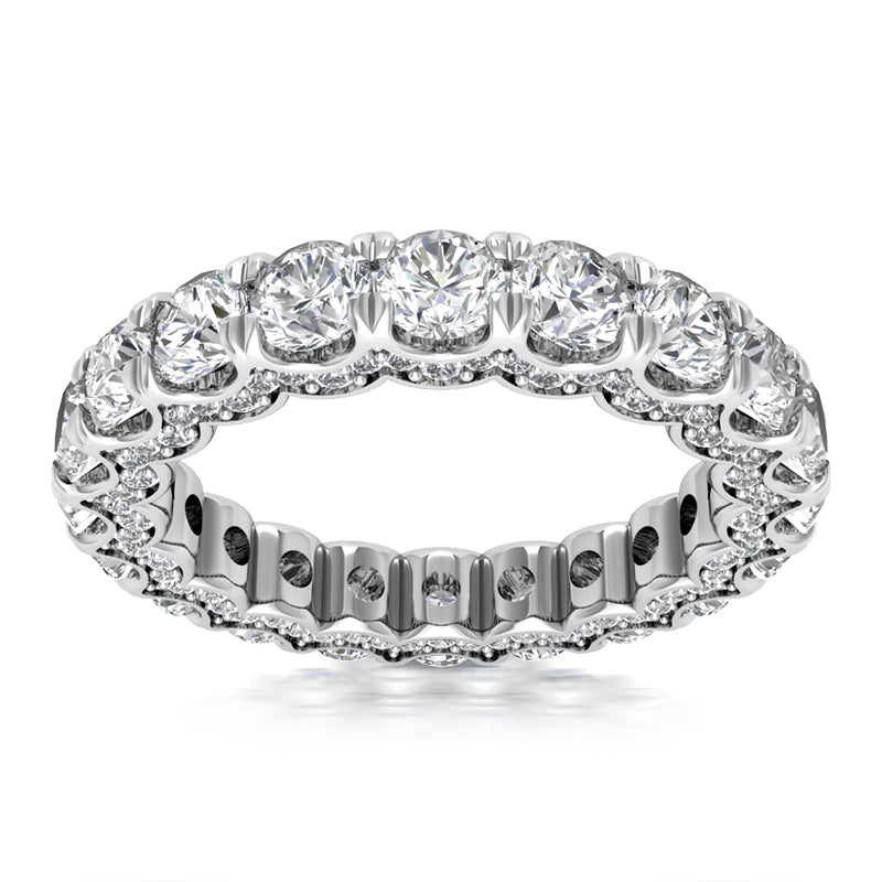 4.15 ct Ladies Round Cut Diamond Eternity Wedding Band Ring in 14 kt White Gold