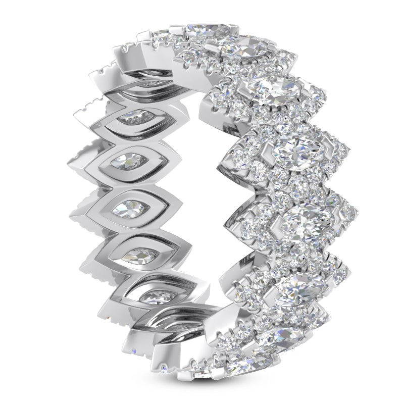 5.40ct Ladies Marquise & Round Cut Diamond Eternity Wedding Ring