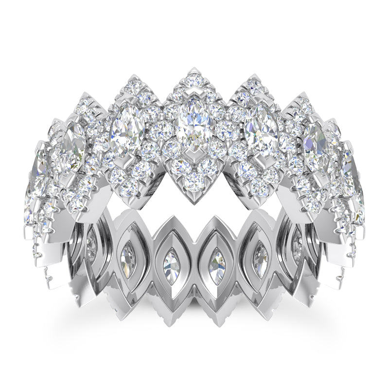 5.40ct Ladies Marquise & Round Cut Diamond Eternity Wedding Ring