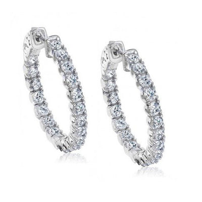 1.85 ct Ladies Round Cut Diamond Hoop Huggie Earrings