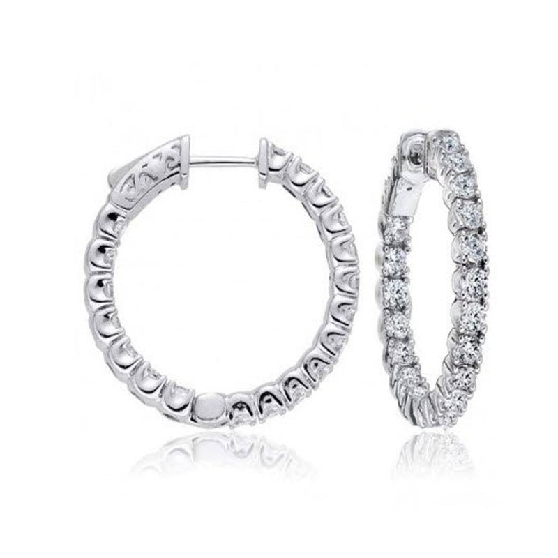 1.85 ct Ladies Round Cut Diamond Hoop Huggie Earrings