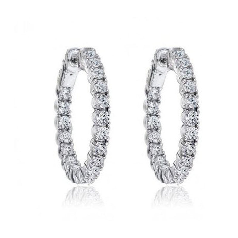 1.85 ct Ladies Round Cut Diamond Hoop Huggie Earrings