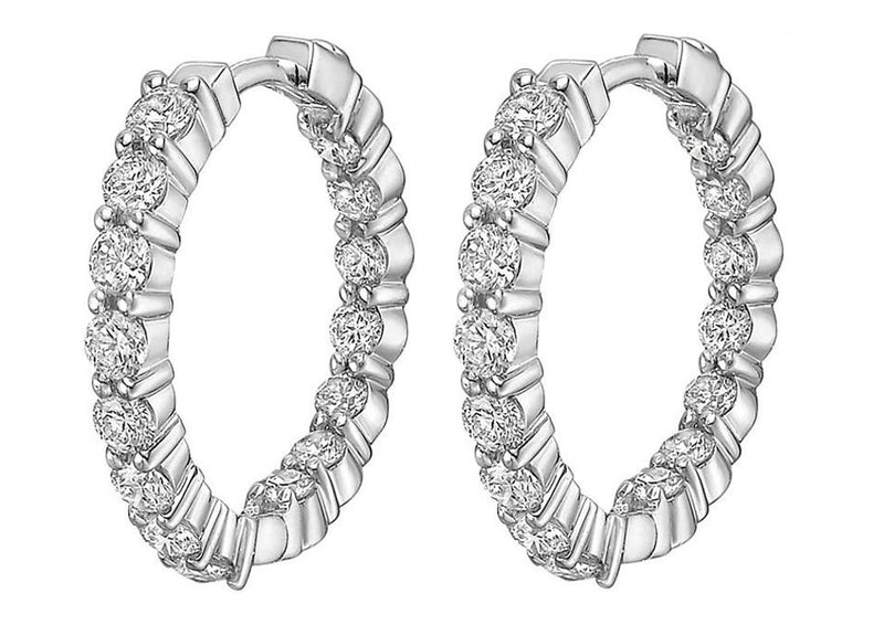 2.00 ct Ladies Round Cut Diamond Hoop Huggie Earrings