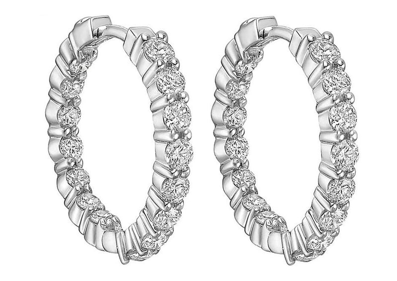 2.00 ct Ladies Round Cut Diamond Hoop Huggie Earrings