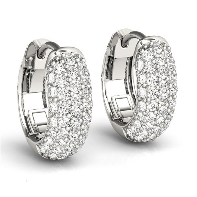 1.25 ct Ladies Round Cut Diamond Hoop Huggie Earrings