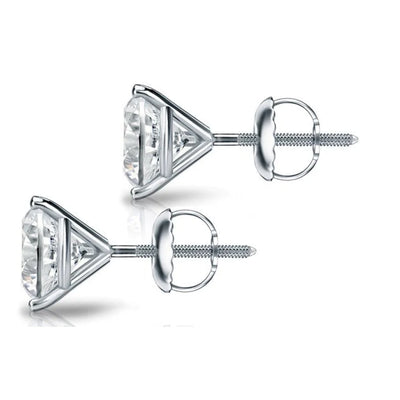 0.70ct 3-Prong Round Cut Diamond Stud Earrings